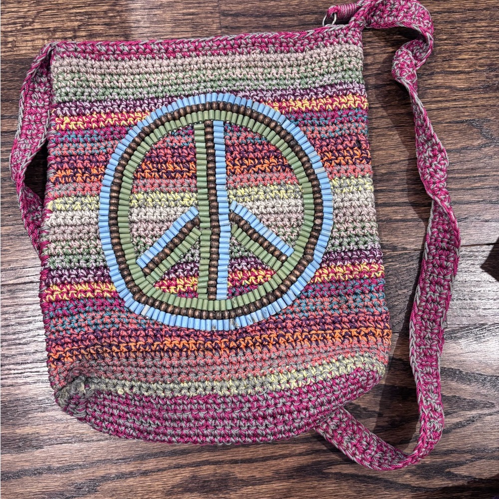 The Sak Peace Sign Crochet Crossbody Bag